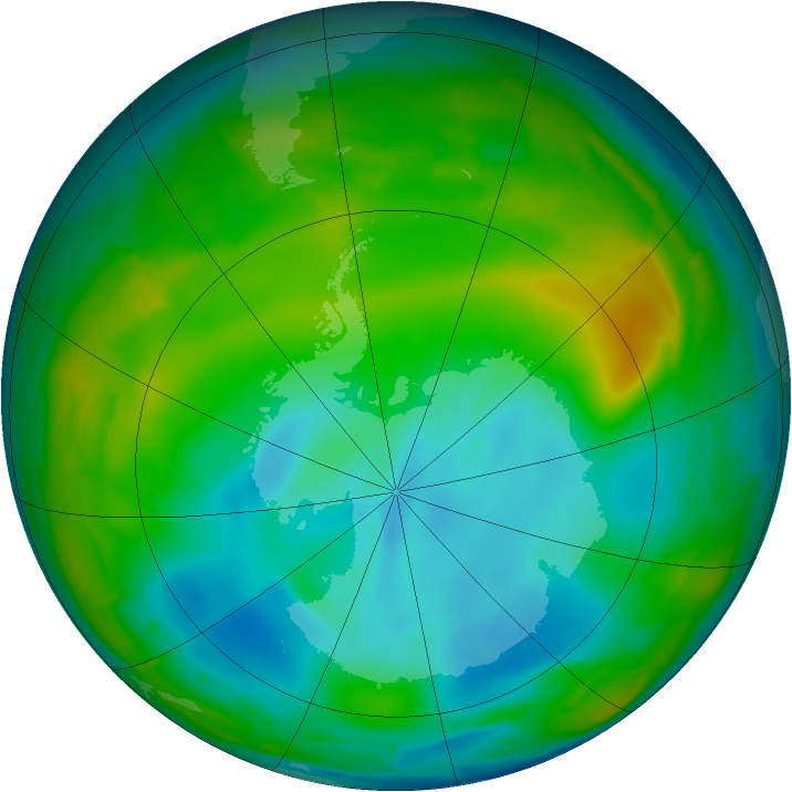 Antarctic ozone map for 05 July 2009